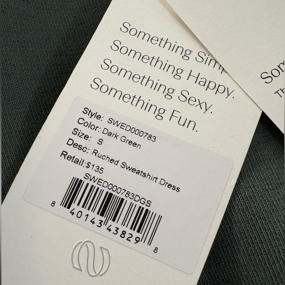 Something Navy Dark Green Ruched Sweatshirt dress size small NWT - Picture 7 of 9